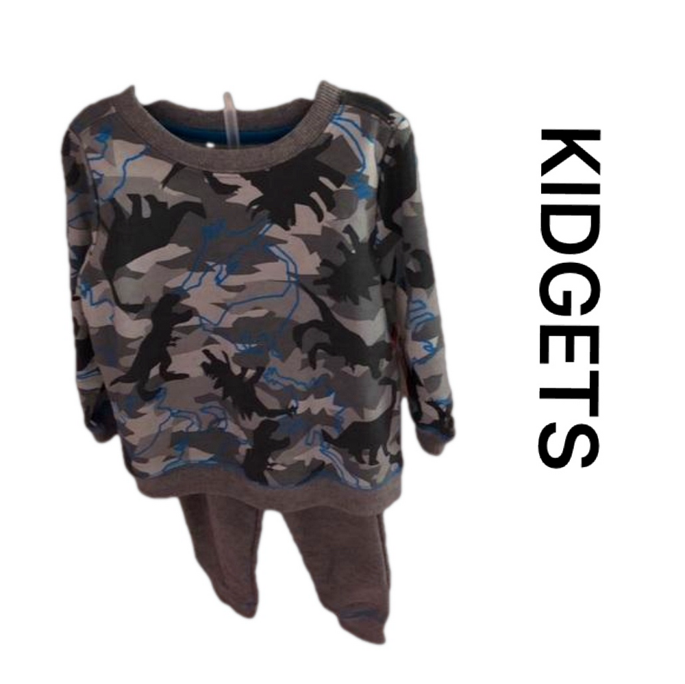 Kidgets NWT size 24 Months boys Dinosaur set blue and gray